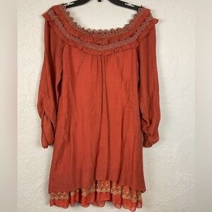 Urban Mango Burnt Orange Layered Micro Dress/ Long Tunic Top Size Medium